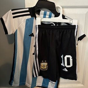Boys MESSI World Cup set. Sized too small never worn. Size fits 7-8 year old
